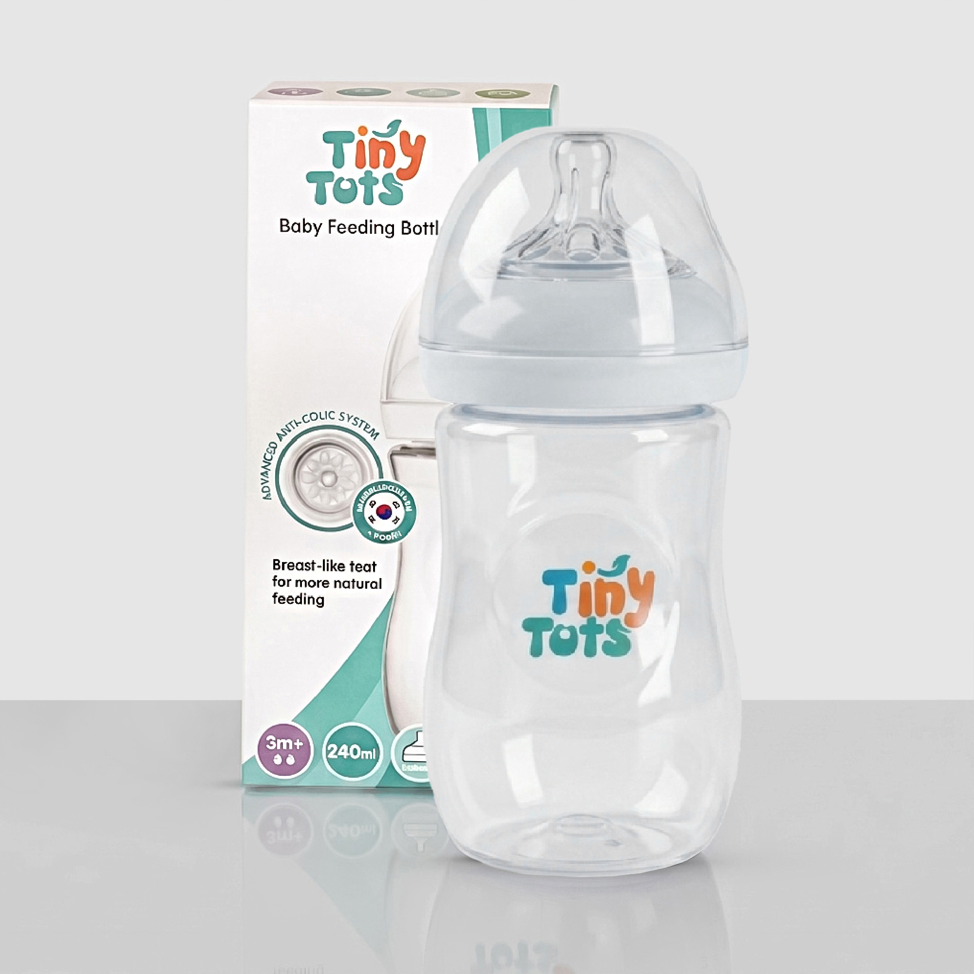 Tiny Tots Baby Feeding Bottle M – 240ML (3+ Months, Anti-Colic, BPA-Free)